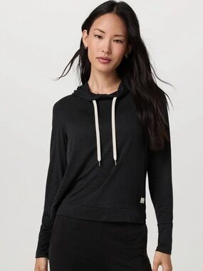 Vuori Black Hoodie with Cream Drawcords
